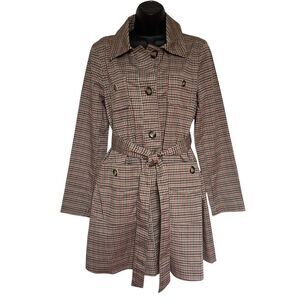 CAbi Houndstooth Sherlock Trench Coat Style# 3734 Sz M Excellent/Near New Sz M